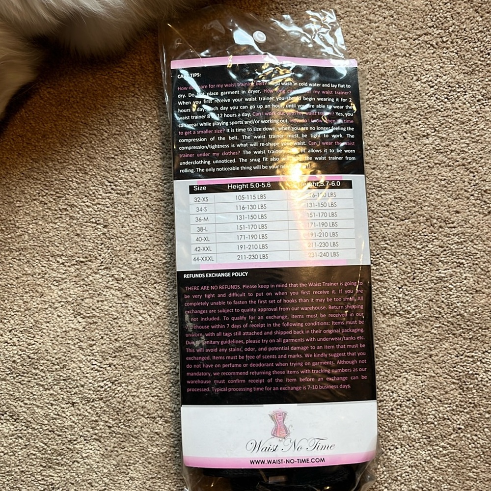 Corset Vest waist trimmer "waste no time" medium see size chart included